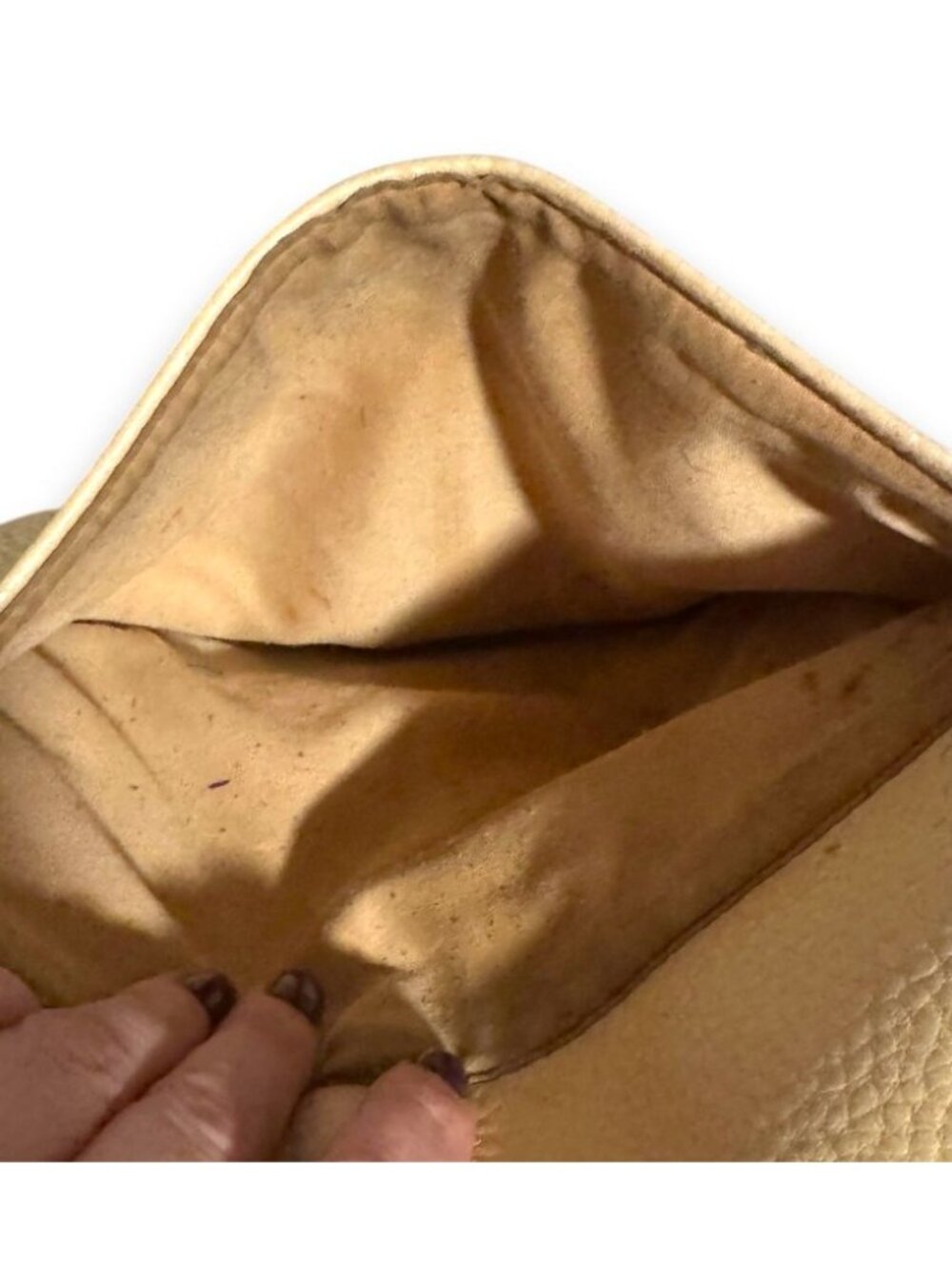 Vintage Jaclyn Smith Cream Pebbled Leather Saddle Crossbody Bag Adjustable Strap - Picture 7 of 11